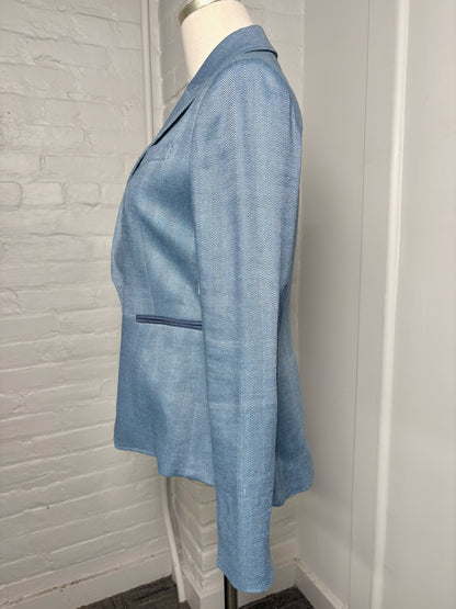 Women Size 2 Veronica Beard Blue Herringbone Blazer