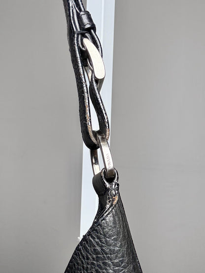 Prada Solid Vintage Leather Pre-owned Black Medium Purse