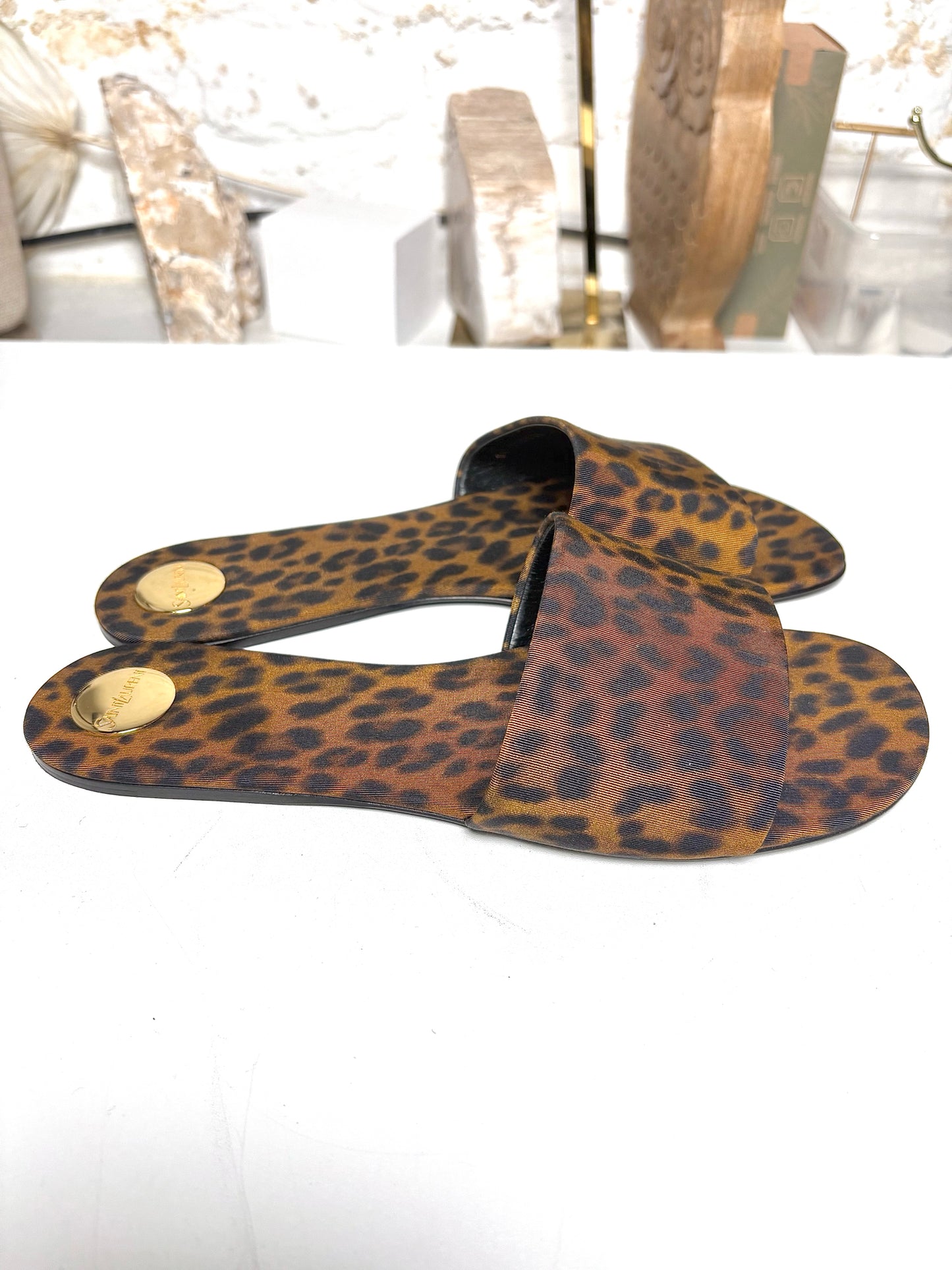 W Shoe Size 40 (10, US) Saint Laurent Brown, Black Animal Print Sandals