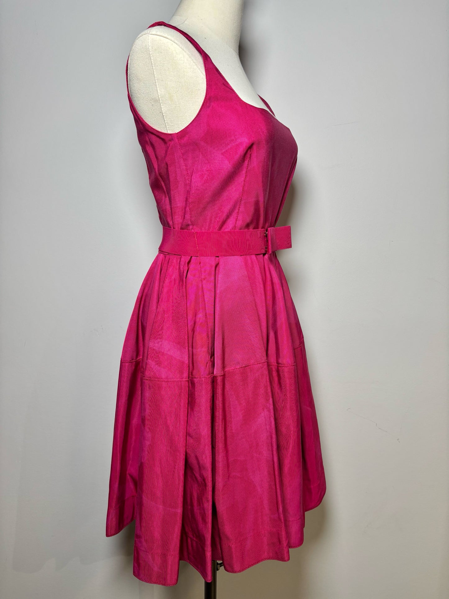 Women Size M Lanvin Magenta Solid Cotton, Viscose, Fit & Flarre Dress