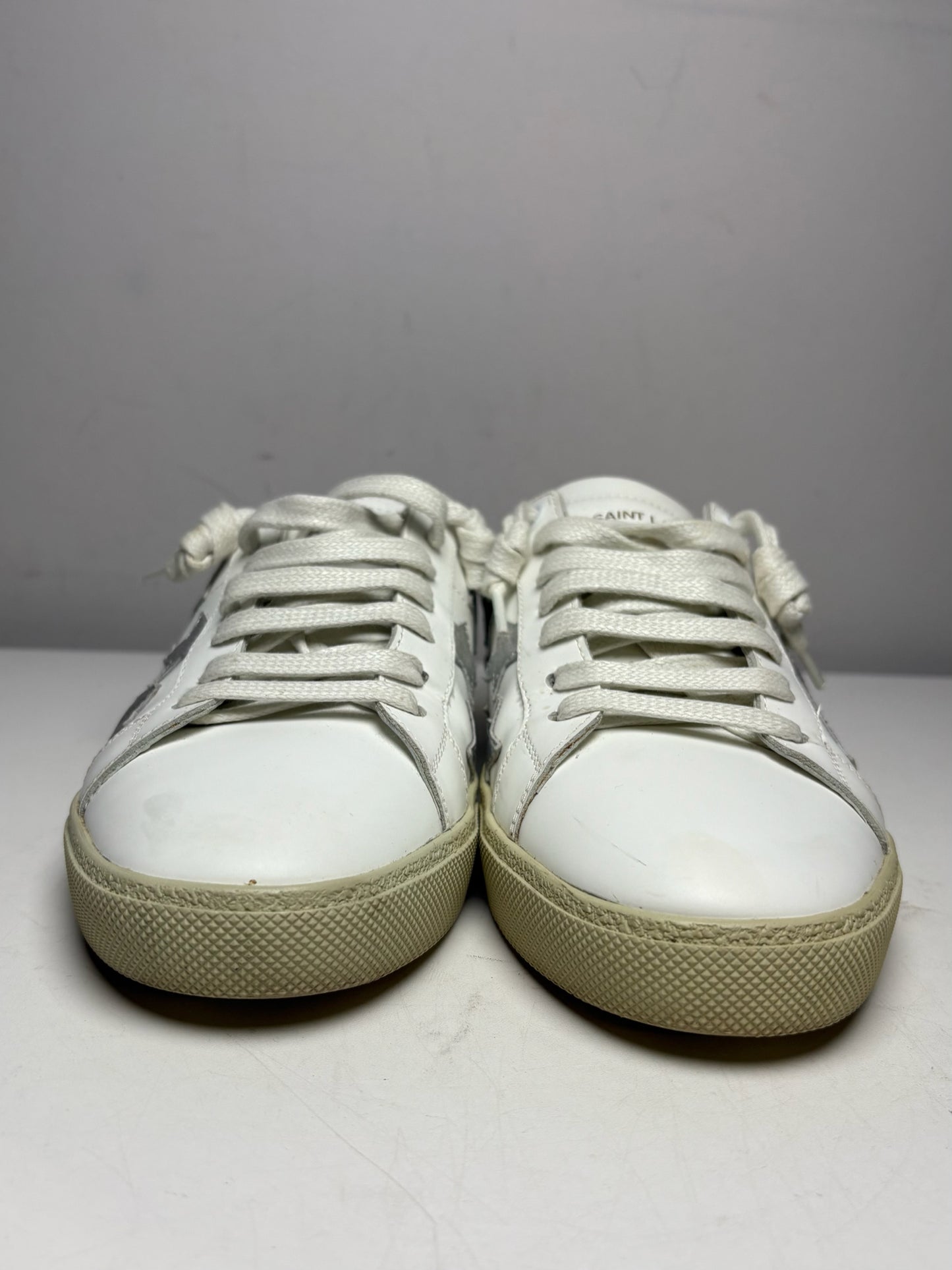 Women's Shoe Size 38 (US 8) Saint Laurent White & Silver Star Pre-Owned Sneakers