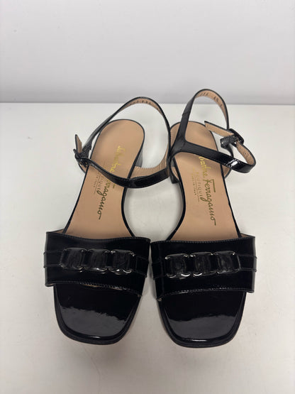 W Shoe Size 6.5 Salvatore Ferragamo Black Patent Leather Heels