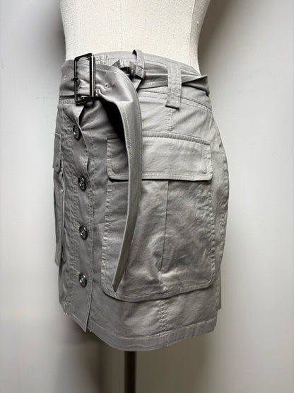 Women Size 8 Burberry Brit Taupe Pure Cotton Pre-Owned Mini Utility Skirt