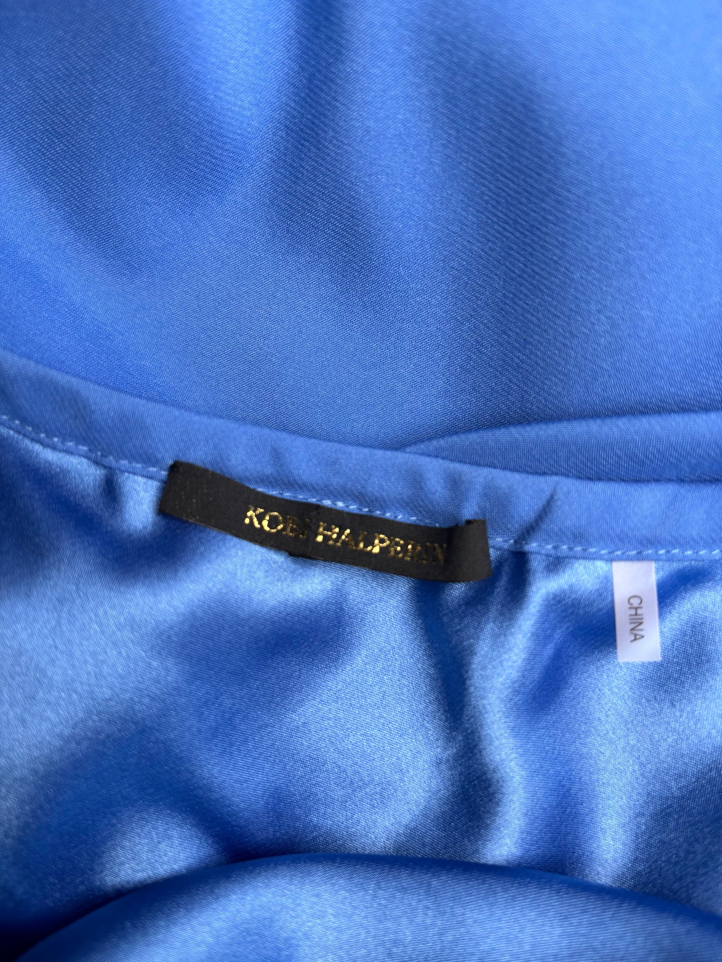 Women Size XXL Kobi Halperin Blue Solid Linen/Silk Blend Pre-owned Dress