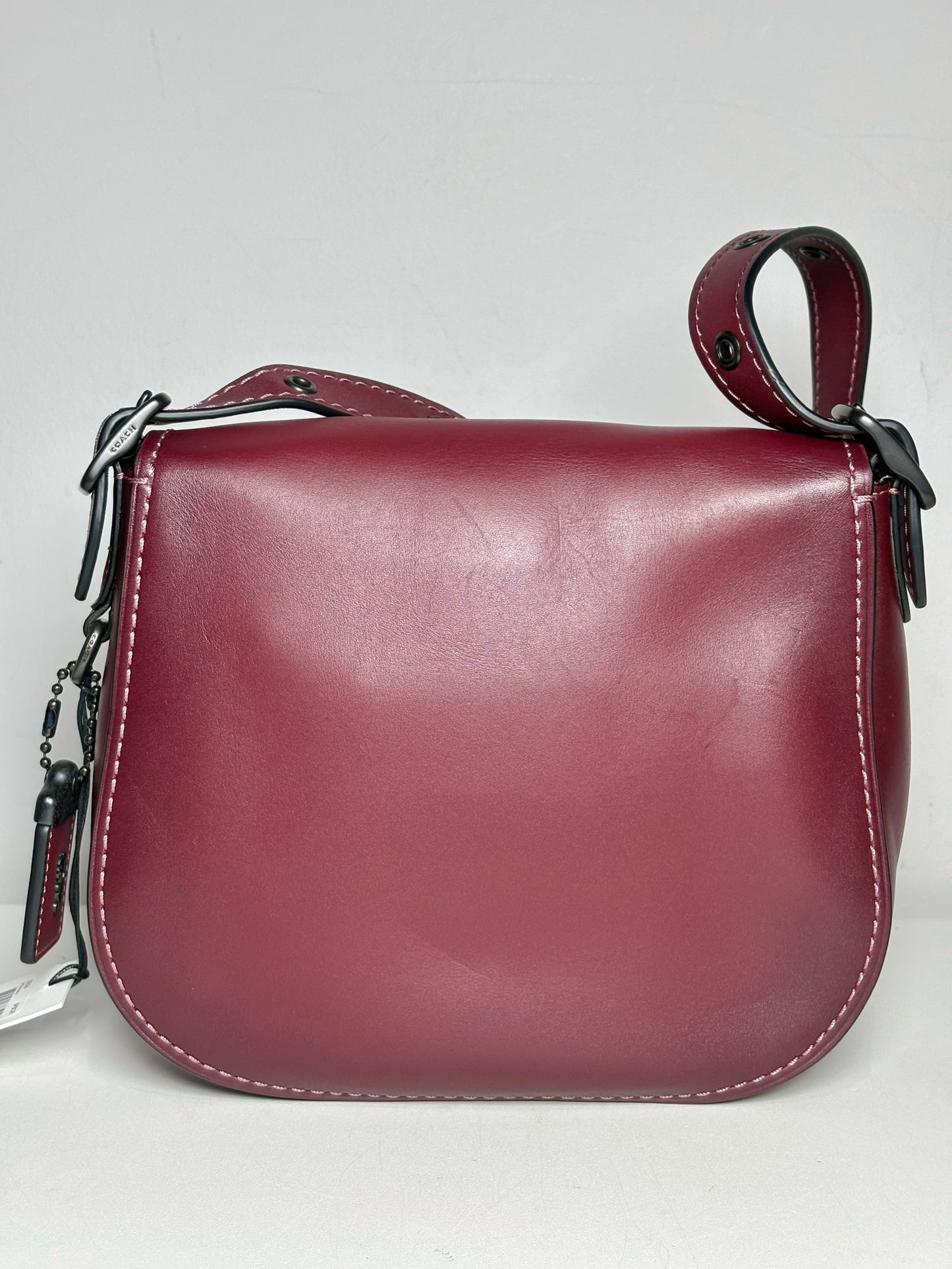 Women's Coach 20115 Pearls, Grommets Leather Pre-owned Bordeaux Saddle Bag