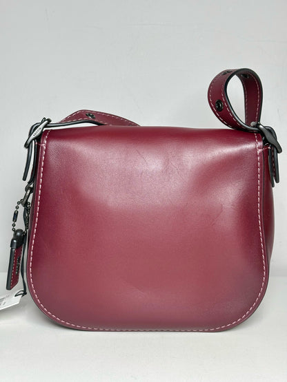 Women's Coach 20115 Pearls, Grommets Leather Pre-owned Bordeaux Saddle Bag