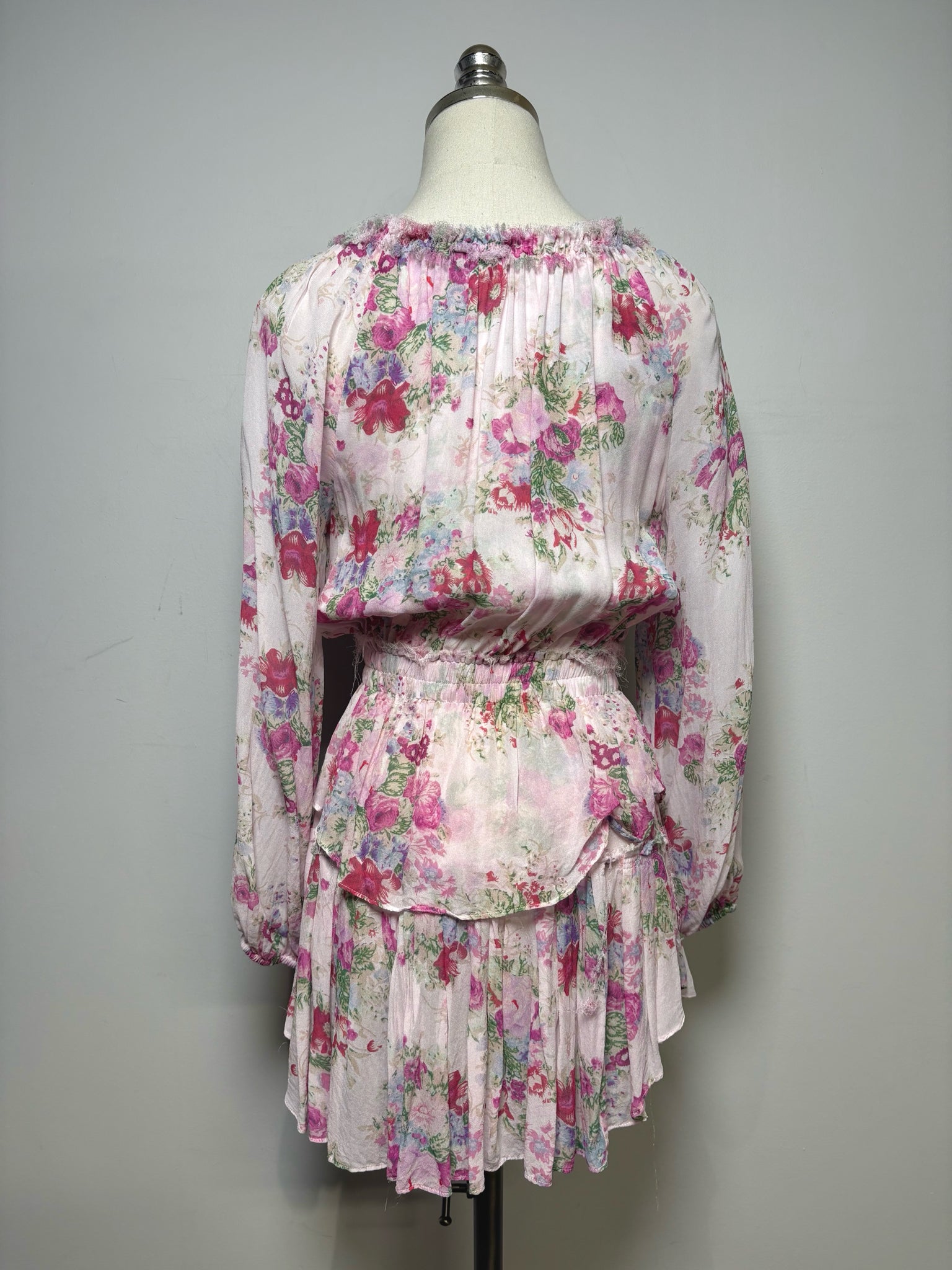 Women Size P LoveShackFancy Pink Floral Mini Dress Pre-owned