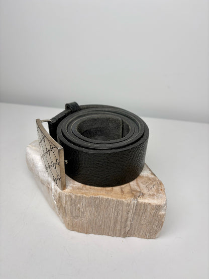 Mens Size 95 cm (38 US) Gucci Black Leather Embossed Men's Belt