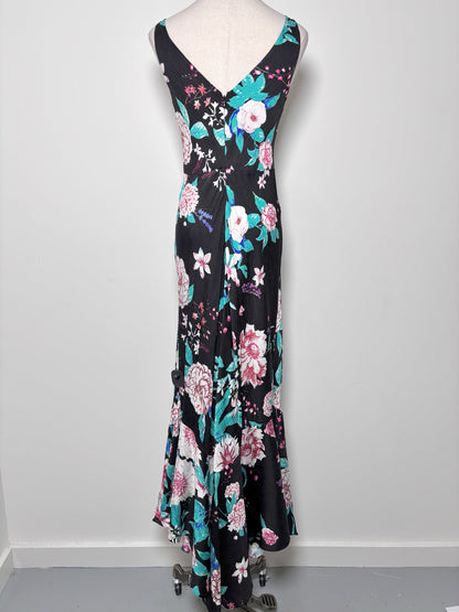 Women Size S Diane Von Furstenberg Black, pink, white, blue Floral Viscose Dress