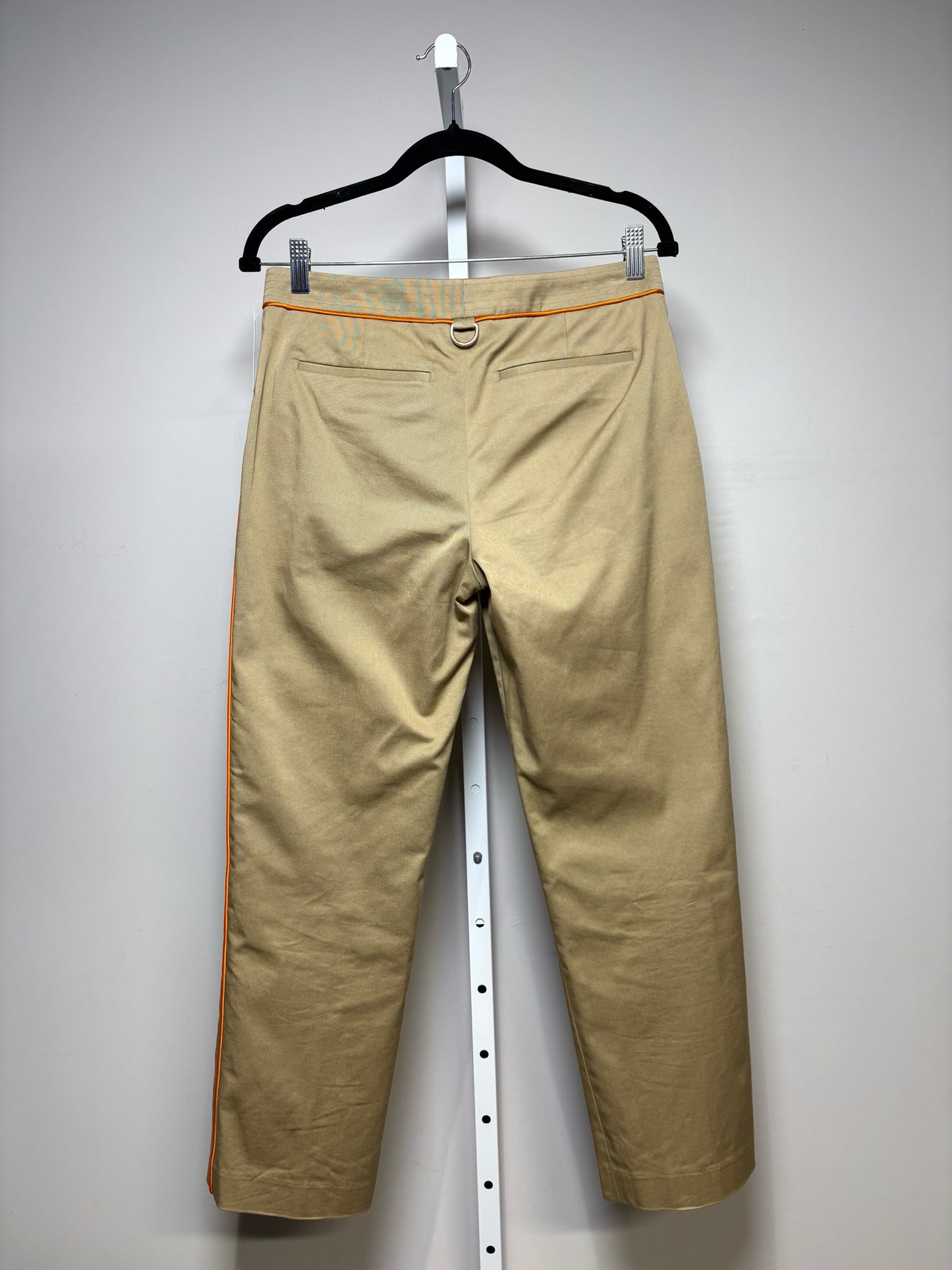 Women Size 4 Burberry Khaki w/Orange Piping Cotton w/Stretch Pre-owned Pants