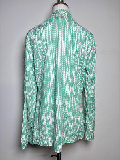 Women Size 10 Tory Burch Tunic Green, Cream Print Cotton Pre-owned Top