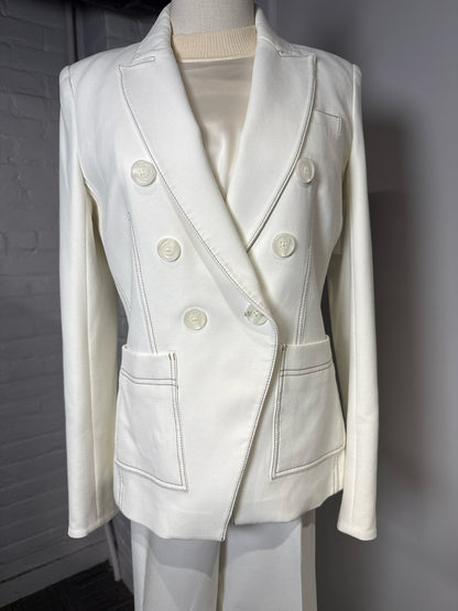Women Size 8 Veronica Beard Cream Dickey Blazer + Wide Leg Pants