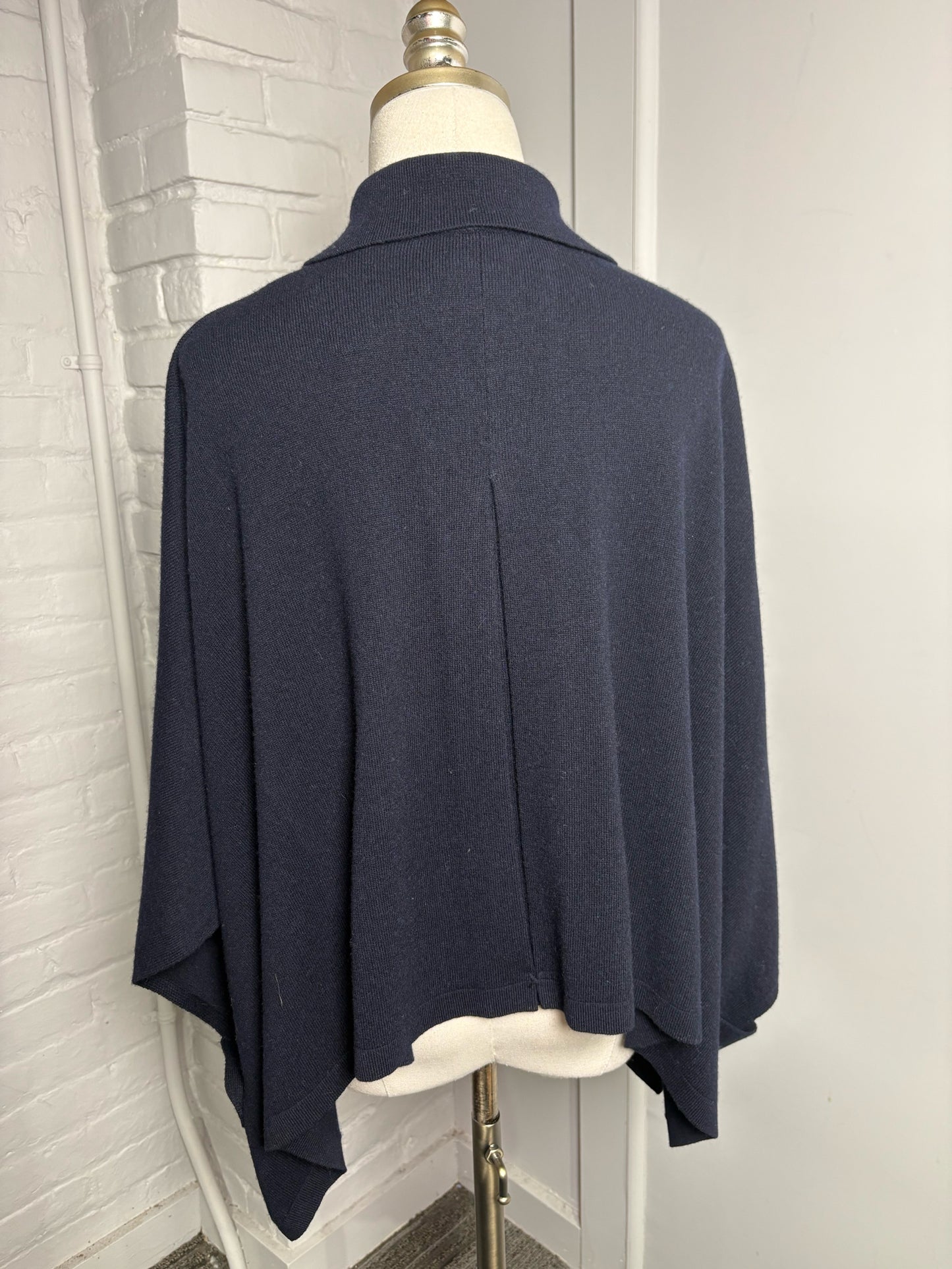 Women Size One Size Allude Dark Blue Cashmere Blend Cape Cardigan Sweater