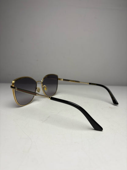 Women's Gucci GG0589SK Black & Gold Metal Pre-Owned Cat-Eye Sunglasses