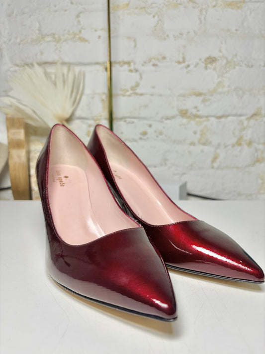 W Shoe Size 8.5 Kate Spade New York Wine Leather Patent NWOT Heels