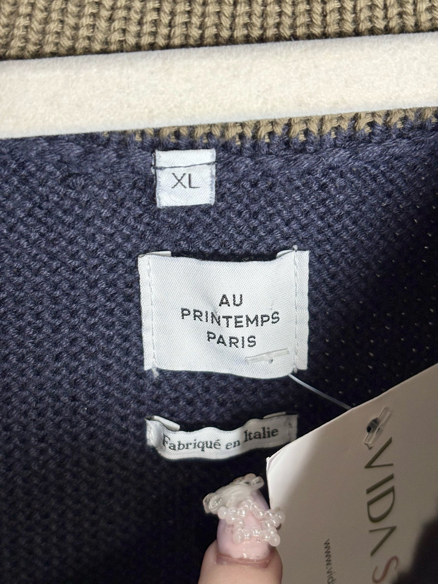 Au Printemps Paris Navy, Dark Green 100% Cotton Solid Men's Mens Size XL Sweater