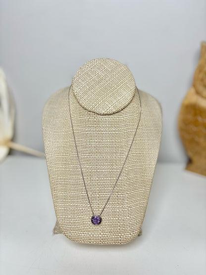 John Hardy Pave Amethyst Stones Sterling Silver Pendant 18" Necklace