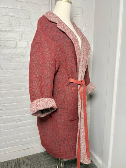 Women Size 48 (14 US) Loro Piana Burgundy Boucle Wool, Alpaca Coat