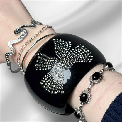 Chanel Crystal-Encrusted Logo, Bow Vintage Bracelet