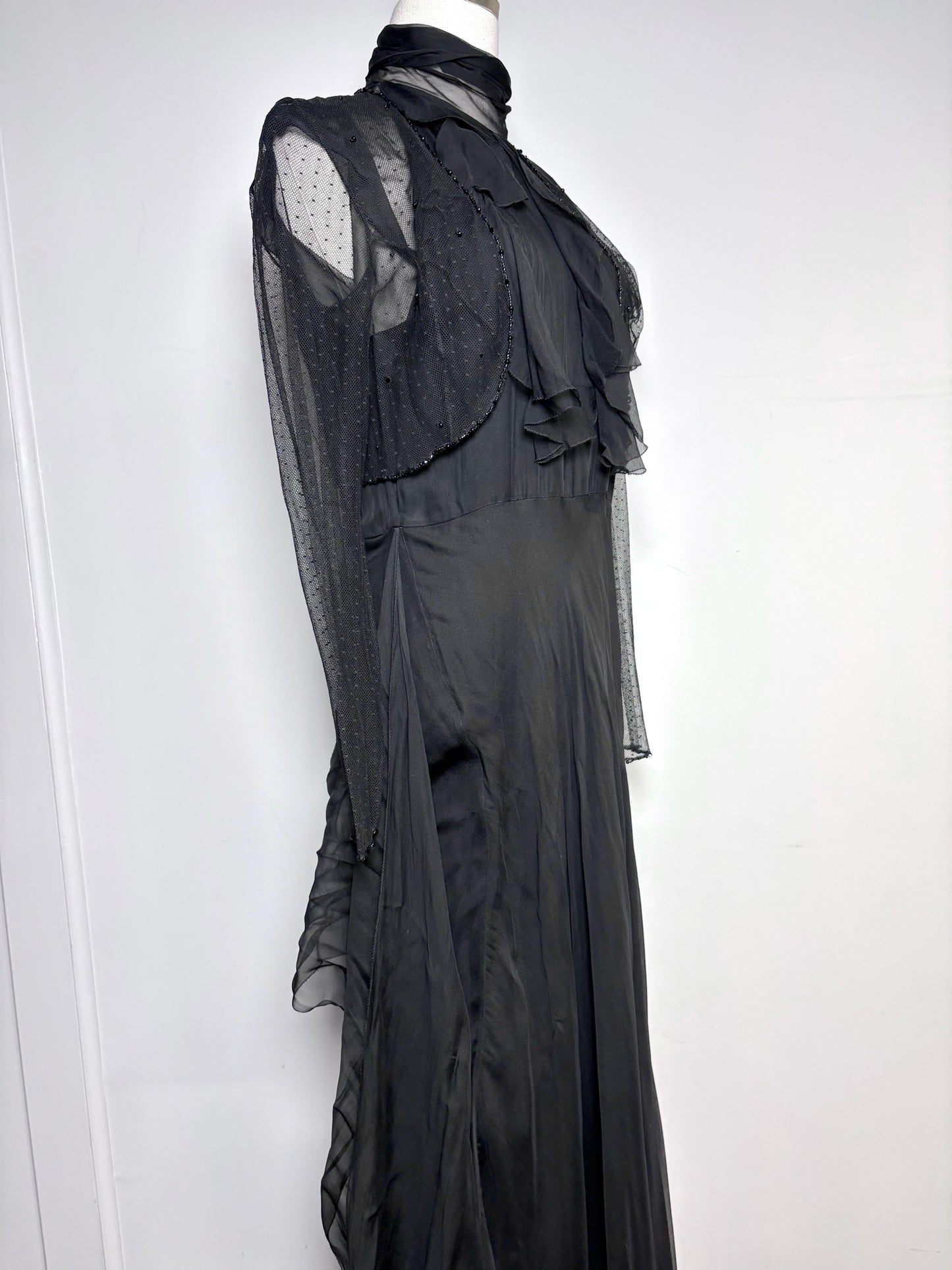 Women Size 12 Ralph Lauren Purple Label Black Chiffon Silk Gown