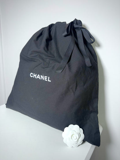 Chanel 22 Calfskin Leather Metallic Navy Blue Quilted Purse