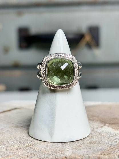 David Yurman Prasiolite, Diamonds Green 6 Ring