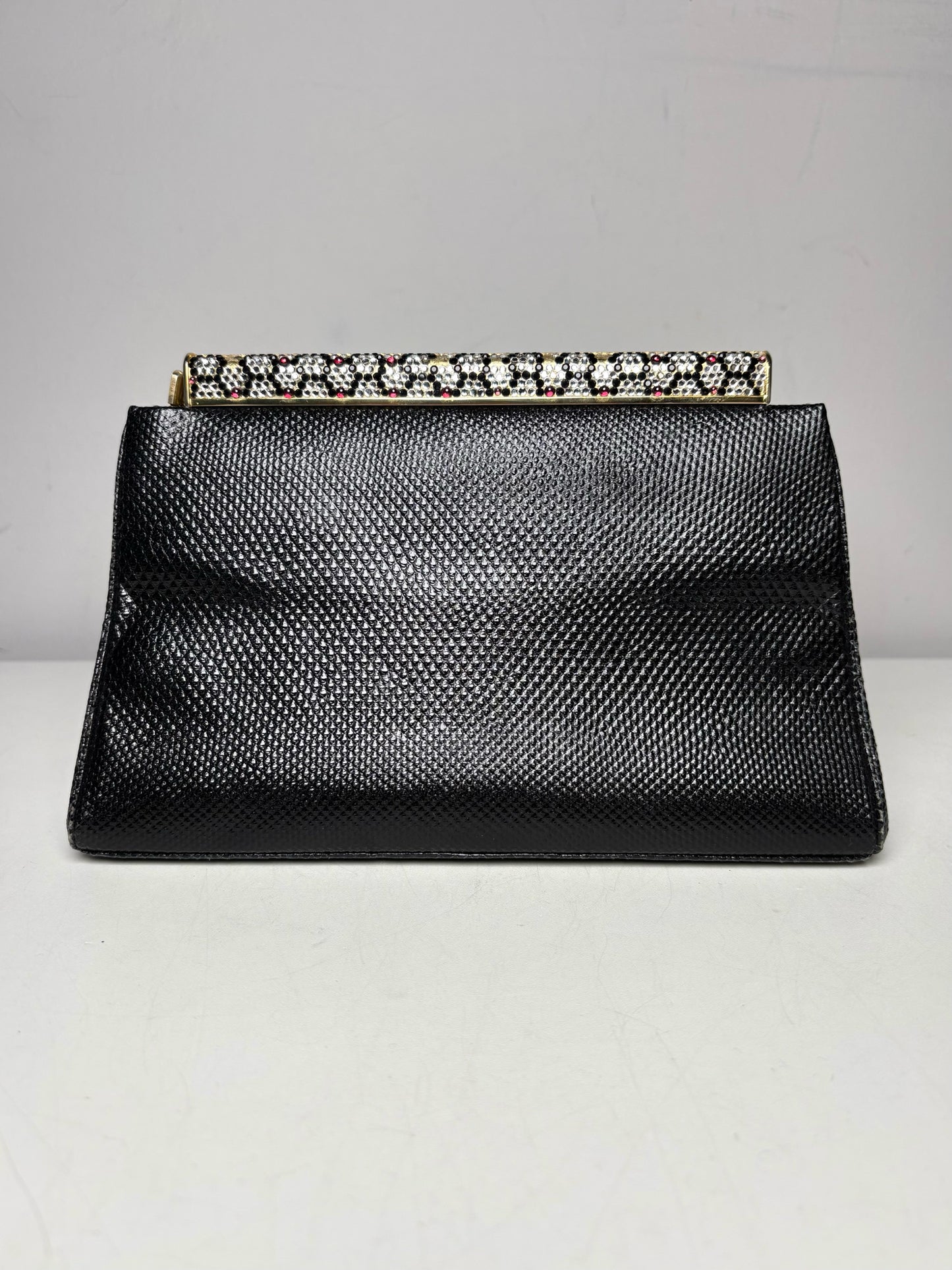 Judith Leiber Evening Crystal Embellishments Vintage Leather Pre-owned Bag