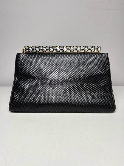 Judith Leiber Evening Crystal Embellishments Vintage Leather Pre-owned Bag