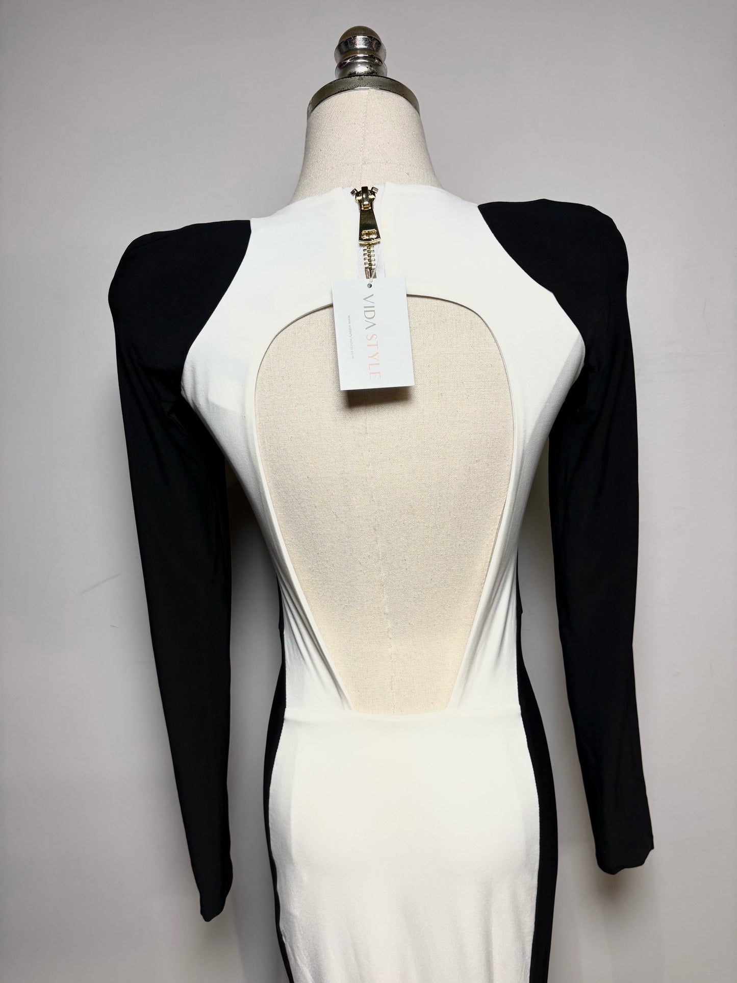 Women's Size 2 Zhivago Contradiction Black & White Colorblock NWT Pre-Owned Maxi Dress