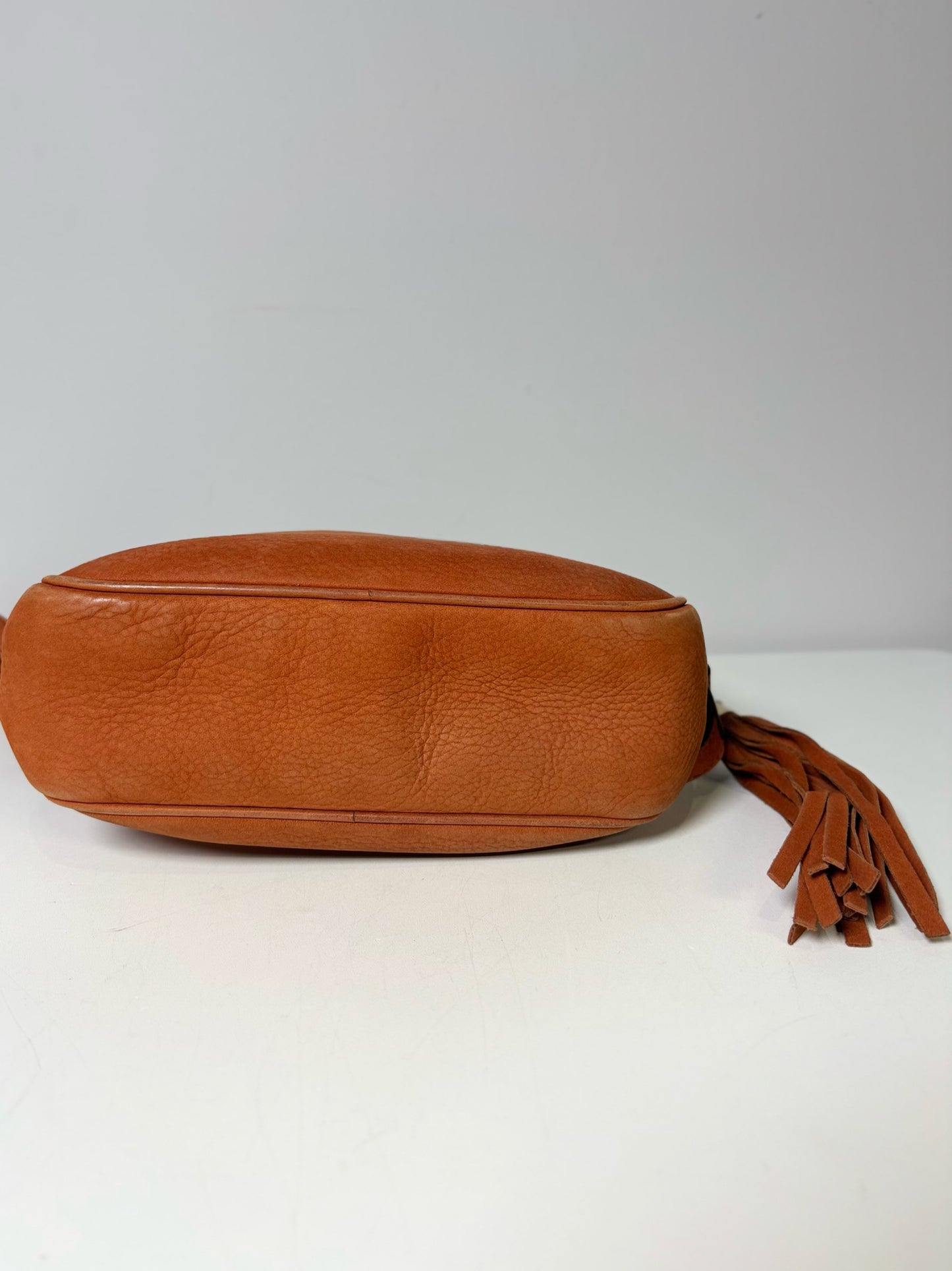 Gucci Solid Suede Leather Rust Orange Disco Purse