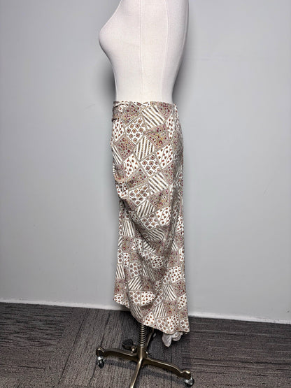 Women Size 8 Veronica Beard Cream Abstract Art Silk, 2-Piece Set