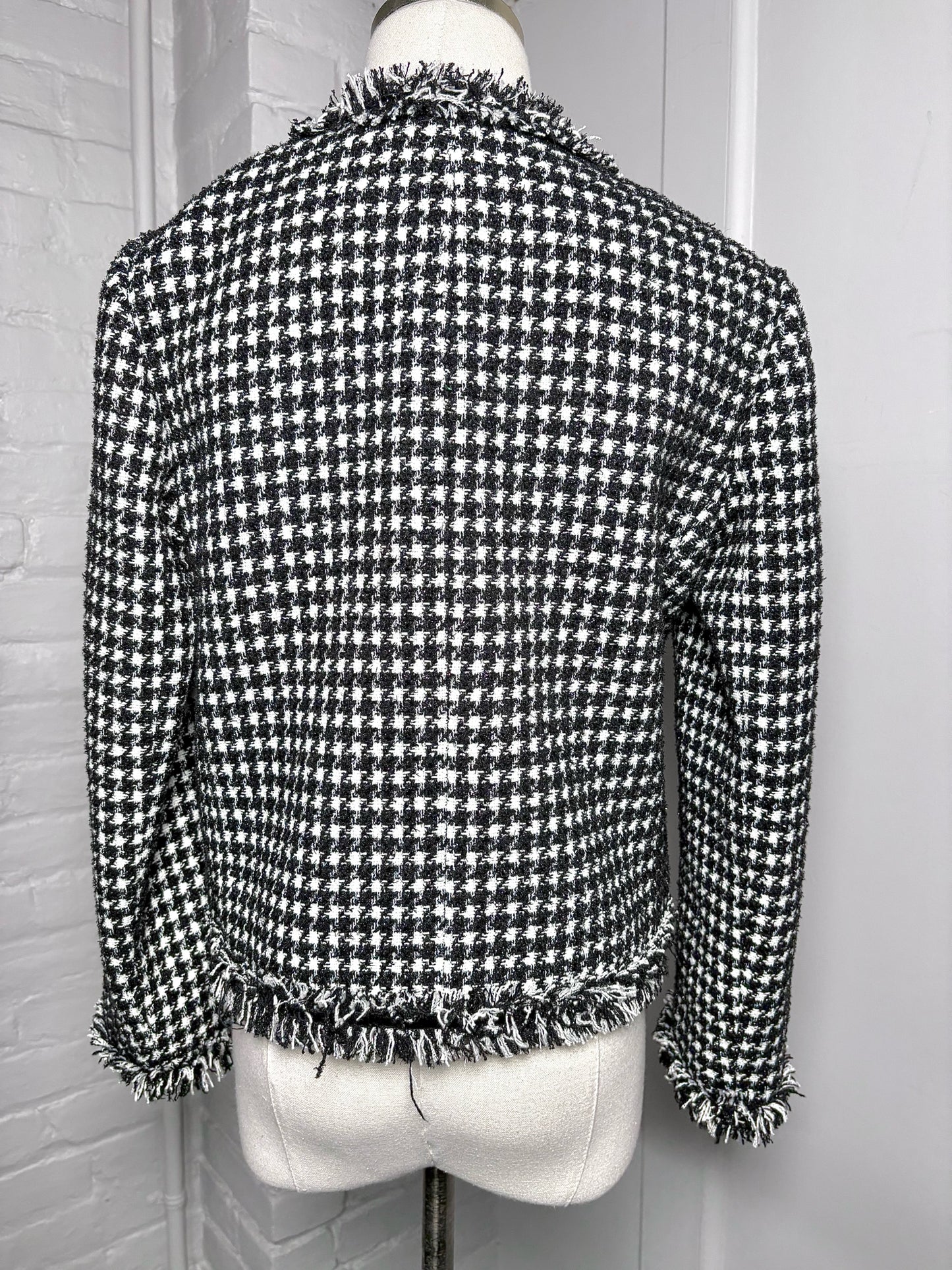 Women Size 2 Kate Spade New York Black & White Tweed Pre-owned Blazer