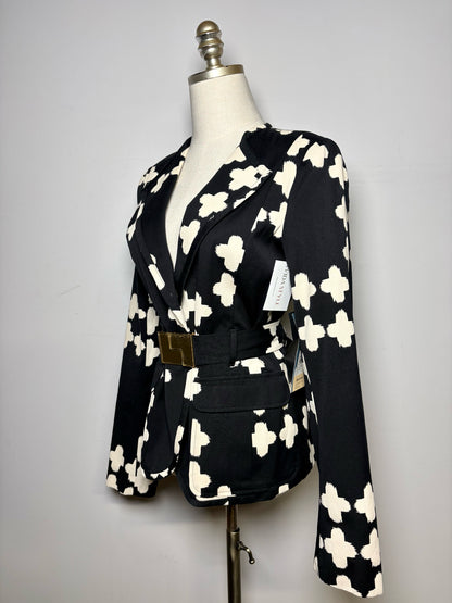 Women Size 8 LAMB Black/Tan Print 100% Cotton Pre-owned, NWT Jacket