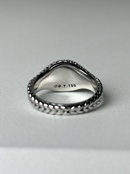 David Yurman Chevron Pinky 18K White Gold Pinky Ring