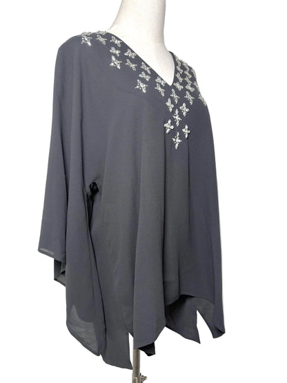 Women Size One Size Michael Kors Collection Black Embellished Silk NWT Blouse