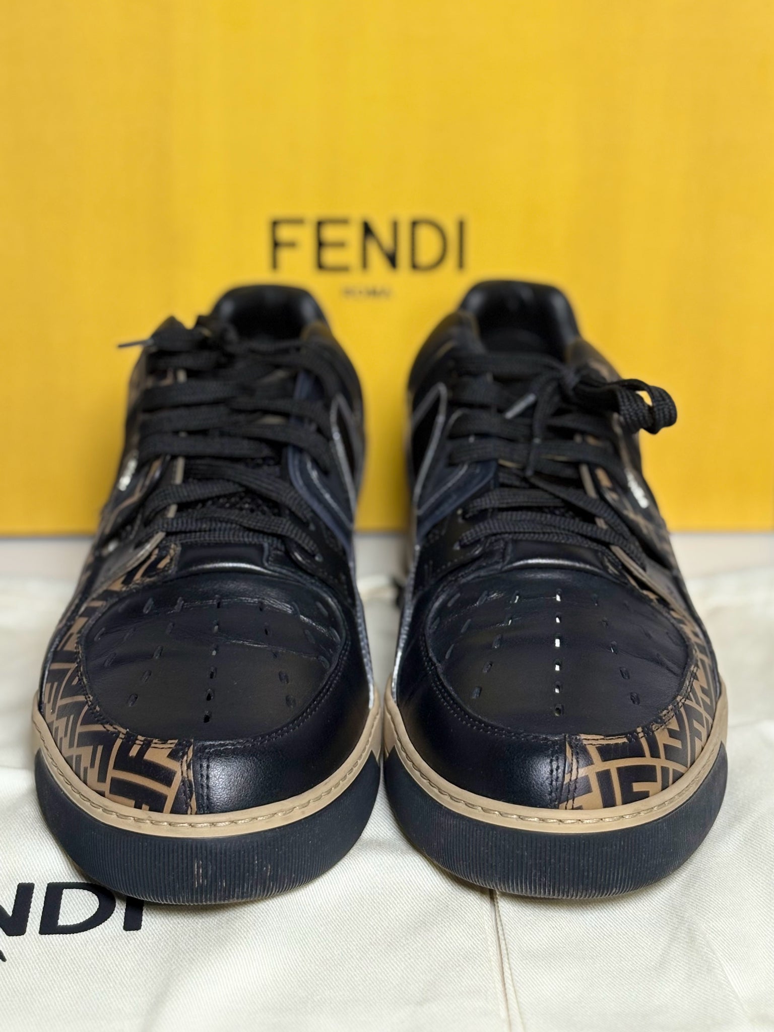 Fendi Black, Brown Fendi Logo Men's Sneakers – VIDA STYLE SHOP