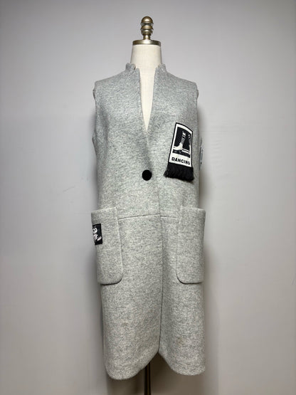 Women Size S Five Plus Music Gray Patches Women's Wool Blend Pre-owned Jacket