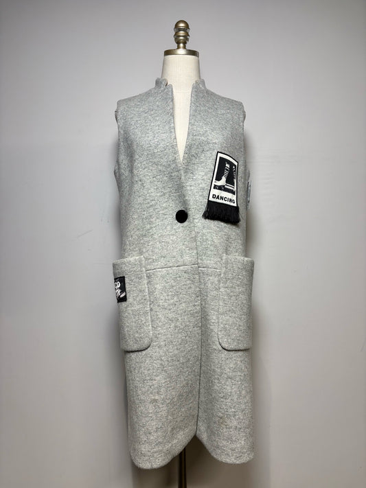 Women Size S Five Plus Music Gray Patches Women's Wool Blend Pre-owned Jacket