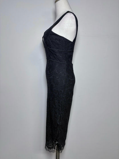 Women Size 8 (4-6 US) Victoria Beckham Black Lace Wool Blend Sheath Dress