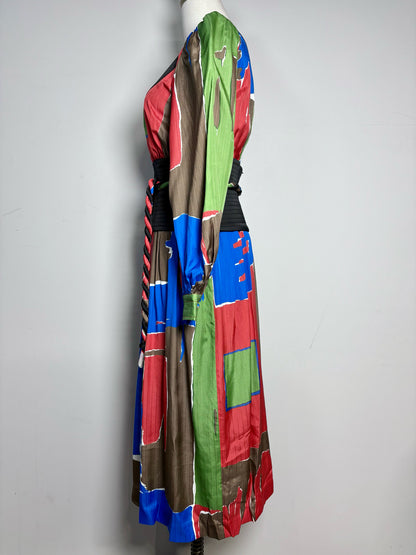 Women Size 4 Tory Burch Multicolor Abstract Silk Blend NWT Dress