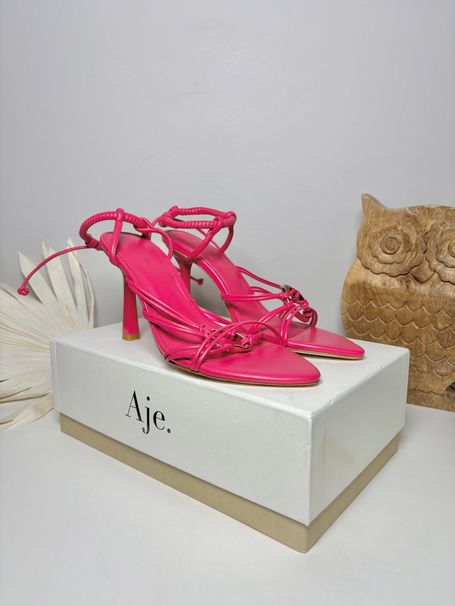 W Shoe Size 38 (8) Aje Pink Leather Cowhide NWT Heels