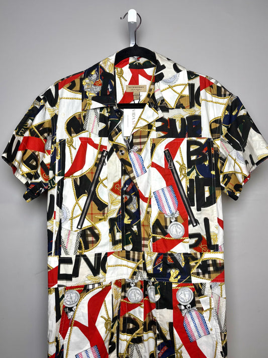 Women Size 4 Burberry Multi-Color Archive Graffiti Print NWT, Pre-owned Jumpsuit