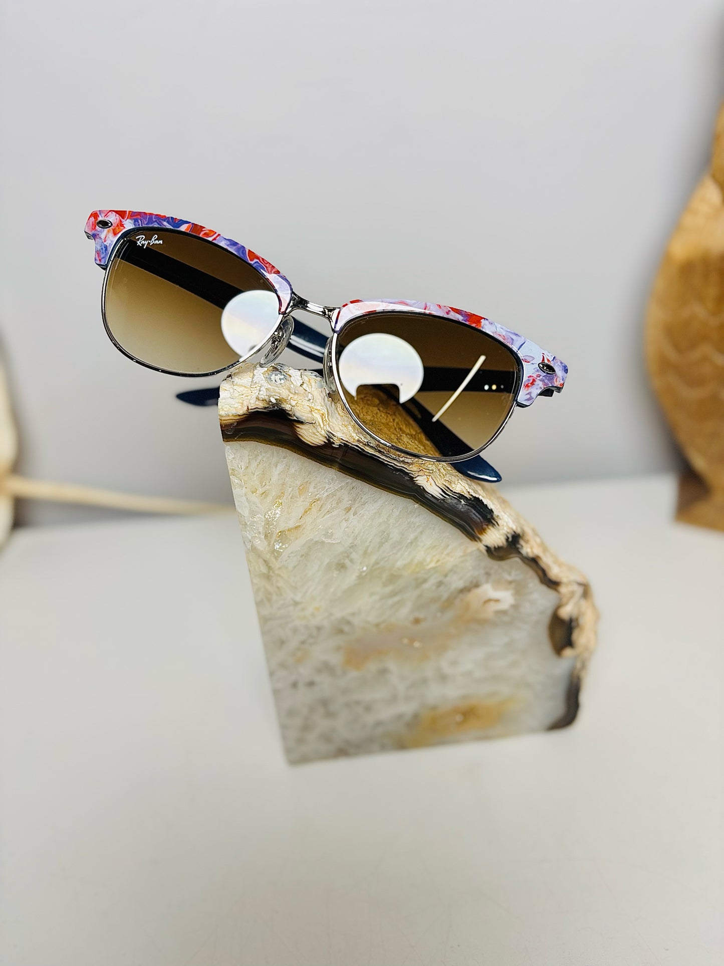 Ray Ban Purple Cathy Clubmaster Marble Effect Sunglasses