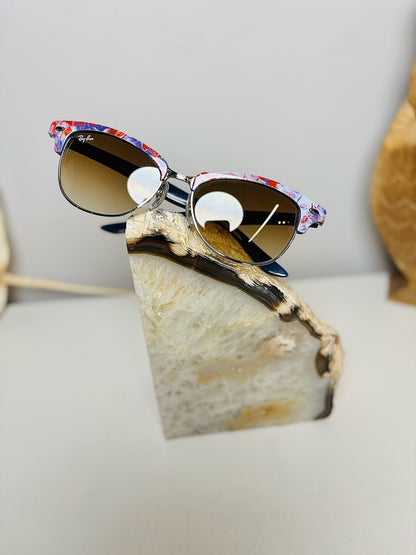 Ray Ban Purple Cathy Clubmaster Marble Effect Sunglasses