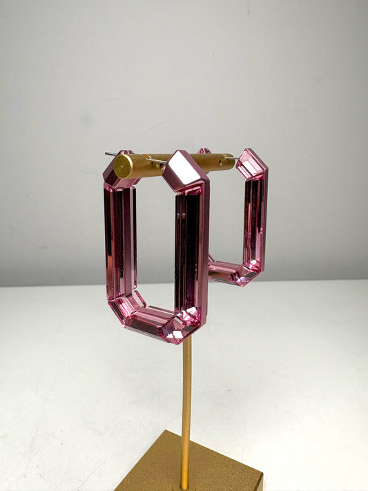Swarovski Lucent Hoop Pre-owned Pink Crystal Earrings