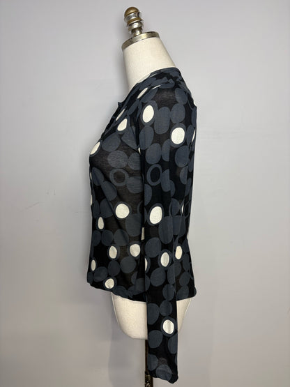 Women Size 3 (M, US) Yohji Yamamoto Black, Charcoal, Ivory Dot Button-down Top