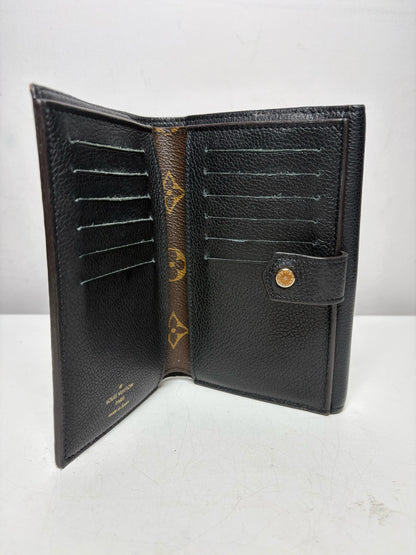 Louis Vuitton Pallas Compact Brown Monogram Canvas & Black Leather Pre-Owned Wallet