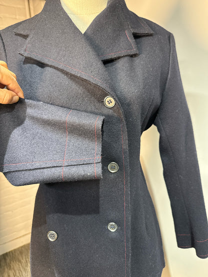 Women Size M Yoshi Kondo Navy Blue Solid Vintage 100% Wool 2 Piece Set
