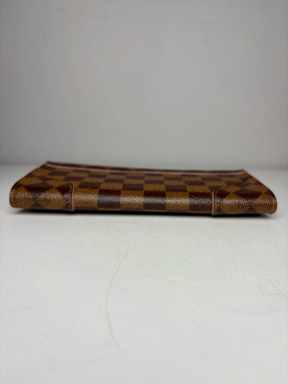 Women's Louis Vuitton Damier Ebene Caissa Rose Pink Brown Coated Canvas 2016 Pre-Owned Wallet
