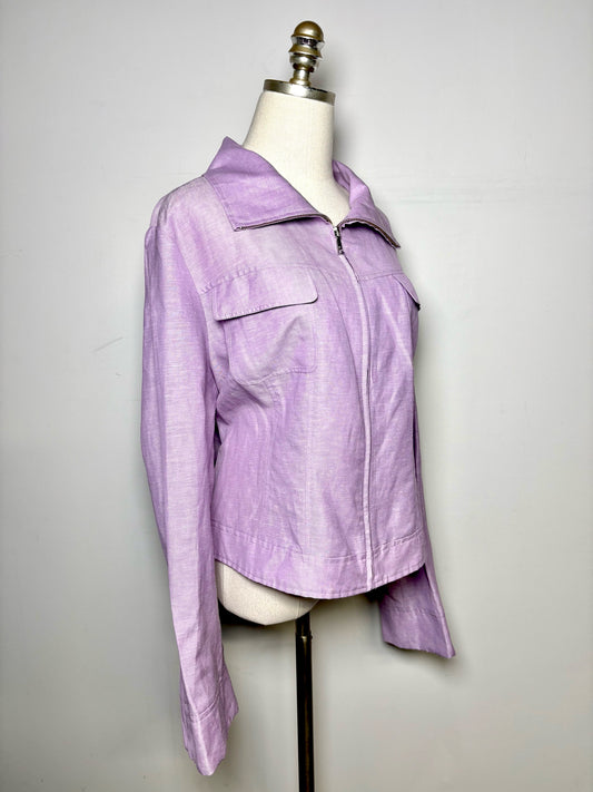 Women Size 18 Lafayette 148 Lilac Solid 52% Linen, 48% Wool Pre-owned Jacket